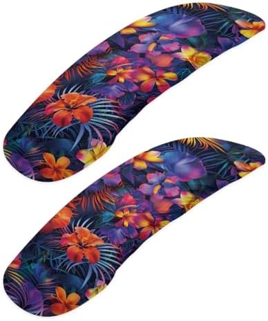 Tropical Hibiscus Printed Office Chair Armrest Covers Set of 2, Palm Tree Leaf Printed Stretchy Soft Office Chair Arms Rest Covers Arms Protector Covers for Office Computer Chair