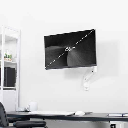 VIVO Single Monitor Counterbalance Wall Mount for 32 inch Screens up to 19.8 lbs, Full Motion, Max VESA 100x100, White, MOUNT-V001GW