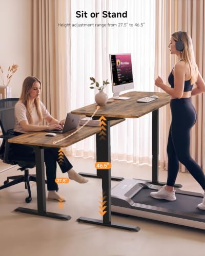 Standing Desk, 55 × 24 Inches Electric Height Adjustable, Home Office