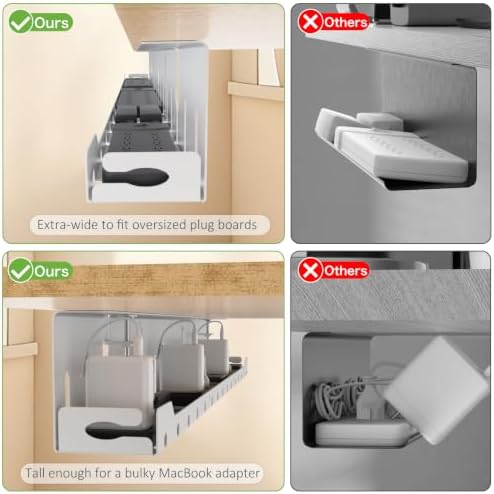 KEEGH Under Desk Cable Management Tray 48 in, Large Cord Hider, White