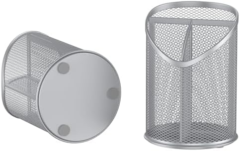 Delifox 2 Pack Pen Holder Mesh Round Pencil (Silver)
