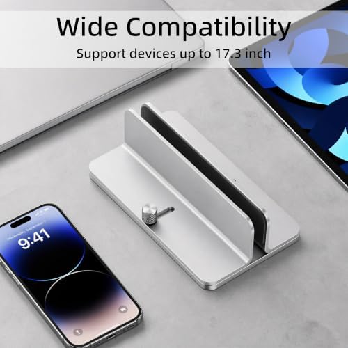 Aluminum Vertical Laptop Stand Holder, Adjustable Dock for MacBook