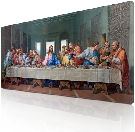 Mouse Pad with Last Supper – Religious Scenario Desk Pad – Portable Computer Mousepad – Gaming, Office, Waterproof, Non-Slip, Stitched Edges 35.5 x 15.7inches x 3mm