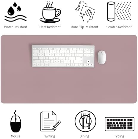 Bloss Pink Desk Mat, Large Mouse Pad, Non-Slip Desk Protector Mat, Leather Desk Blotter, Waterproof Desk Pad for Make Up Desk/31.5×15.7 Inch
