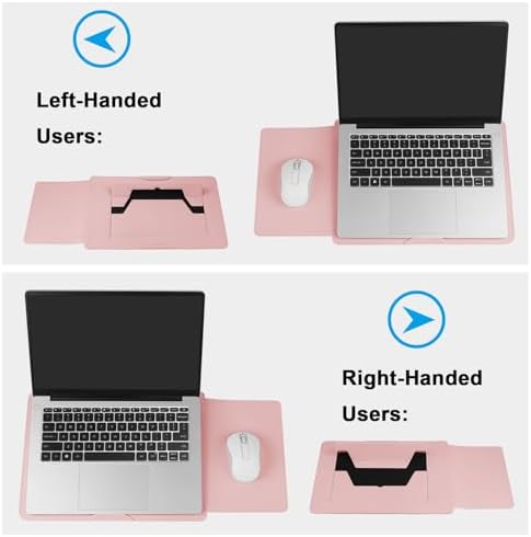HoYiXi 13.3'' /13.6'' Laptop Sleeve Case PU Leather with Stand Compatible with MacBook Pro 14/MacBook Air 13(M1 M2)/ASUS Vivobook 14/Dell XPS 13/ASUS Matebook,13-14'' Laptop Bag,Pink