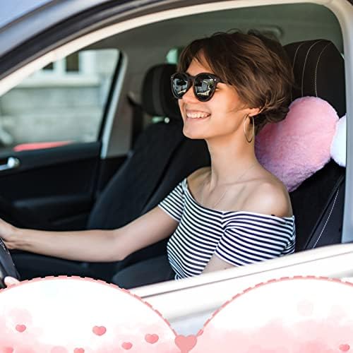 Macarrie 2 Pcs Heart Plush Car Headrest Pillow Angel Wings