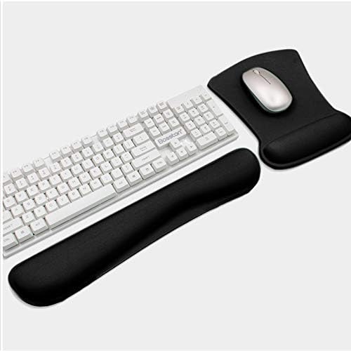 ToLuLu Keyboard Wrist Rest Pad Ergonomic Mouse Pad Set, Cute Mouse Pad for Computer Laptop, Non Slip Mousepad Keyboard Wrist Support with Raised Memory Foam for Easy Typing Pain Relief, Plain Black