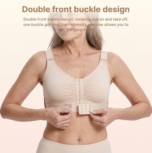Fit Geno Posture Bra for Seniors, Wireless Front Closure Back Support Bra
