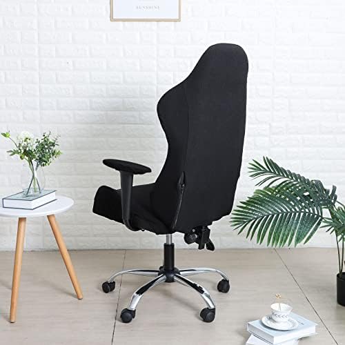 FORCHEER Gaming Chair Cover with Armrest Covers Set 4-Piece Black Water-Repellent Jacquard Racing Gaming Chair Slipcover Washable Cat Scratch Proof