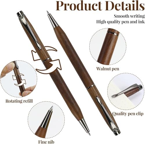 MultiBey 4x6 In Walnut Wood Sticky Note Holder with Pen Slot and Wood Pen