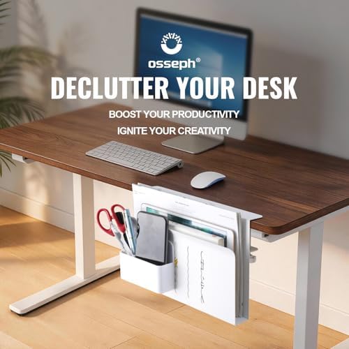 2 Tie Desk Side Storage, Under Desk Laptop Holder, White