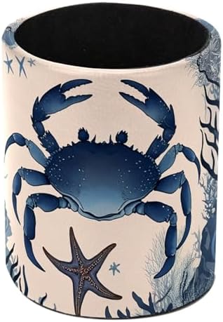 Vintage Crab Pen Holder Pencil Organizer Cute Pencil Cup Desk Decor Makeup Brush Holder PU Multifunctional Office Supplies for Home Classroom School
