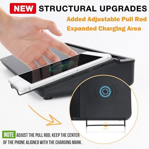 SELEAD Desktop Glass Whiteboard with Wireless Charger and Storage, Black