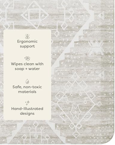 House of Noa Nama Standing Mat – Anti-Fatigue Kitchen Mats for Floor, Cushioned & Non-Slip Comfort Mat for Standing, Thick Foam Anti-Fatigue Mat for Kitchen & Workspaces, Ula Driftwood 22" x 54"