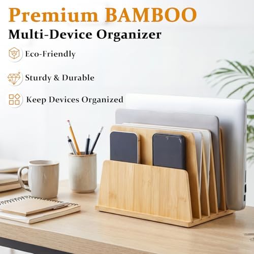 Unittype Bamboo Multi Device Organizer, 5 Slots