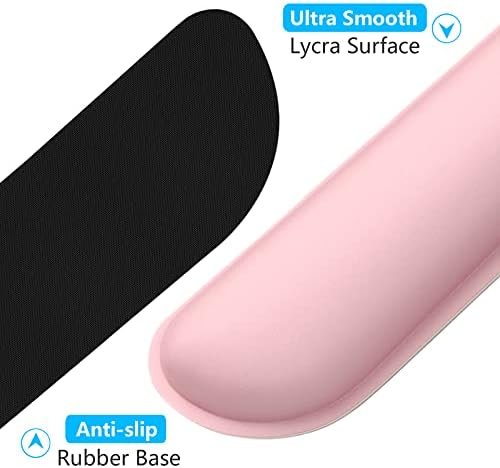 Dapesuom Enlarge Keyboard Wrist Rest, Cute Memory Foam Keyboard Wrist Cushion for Computer Desk Mats Support, Typing Pain Relief Ergonomic Mouse Pad Rests with Non-Slip Base for Gaming, Laptop, Pink
