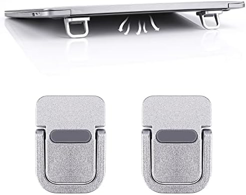 Abeillo 2PCS Portable Keyboard Riser, Self-Adhesive Mini Laptop Stand Invisible Computer Keyboard Stand for Desk, Laptop Feet Compatible with Pro/Air, Lenovo, Surface (Silver)
