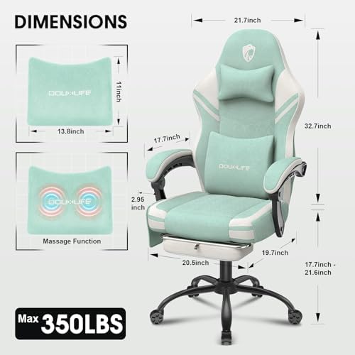 Douxlife Tech Fabric Gaming Chair, Massage Office Computer Chair