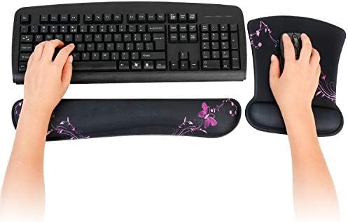 RICHEN Keyboard Wrist Rest Pad and Mouse Wrist Rest Support Mouse Pad Set,Durable & Comfortable & Lightweight for Easy Typing & Pain Relief-Ergonomic Support (Purple Butterfly)