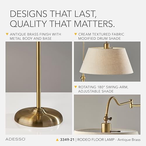 ADESSO Rodeo Floor Lamp, Antique Brass