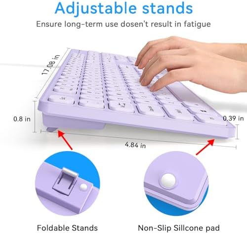 USB Wired Keyboard for window,Comfortable Quiet Chocolate Keys, Durable Ultra-Slim Wired Computer Keyboard(QWERTY) for PC, Windows 11/10/8/7/XP/Vista KB1430 (KB435 Purple, Wired Keyboard For Windows)