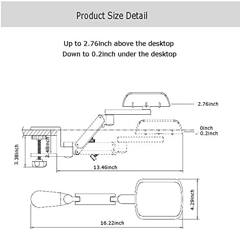 FUZADEL Ergonomic Arm Rest for Desk Rotating Computer Arm Support Clamp On Office Elbow Rest Arm Support Shelf Hand Rest 360 Degrees Rotatable Desk Tray