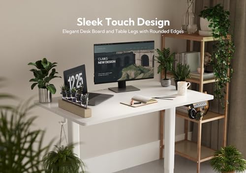 Claiks Electric Height Adjustable Standing Desk, 40x24 Inch, White