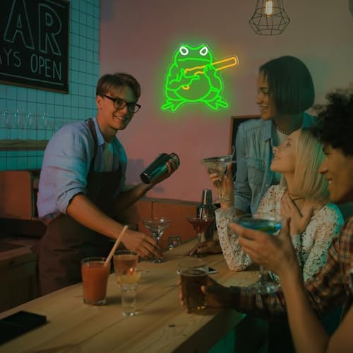 Frog Neon Sign Funny Neon Light for Bedroom Dimmable Gaming LED Sign Toad Light Sign for Wall Decor Frog Neon Wall Decorations for Man Cave Game Room Hippity Hoppity Get Of My Property Decor Gifts for Boys Men