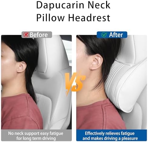 Car Headrest Memory Foam Neck Pillow for Driving White, 2 Packs