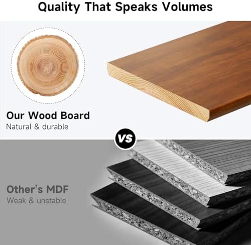 Monitor Stand Riser, 24 Inch Computer Monitor Stand for Desk, 2-Tier Wood Desk Shelf Organizer with Storage, Desktop Stand for Laptop/Screen/PC/Printer, Ergonomic Home Office Monitor Stand