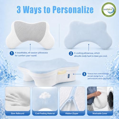 Side Sleeper Pillow with Arm Hole, Ergonomic Pillow, (High Loft)