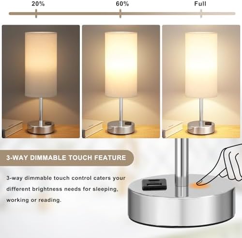 Dicoool Touch Table Lamp for Bedroom Set of 2 - Small Desk Lamp for Dorm