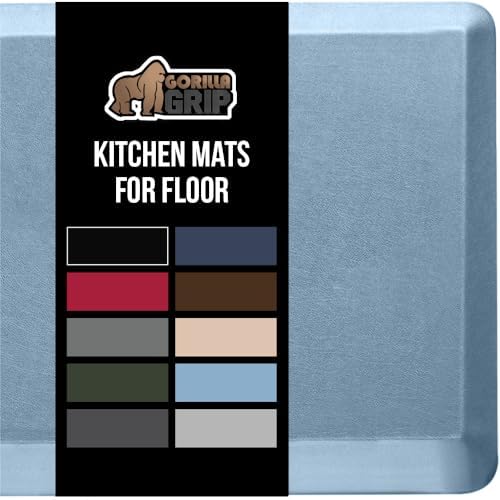 GORILLA GRIP Cushioned Antifatigue Kitchen Mat for Floor, 39x20, Sky Blue