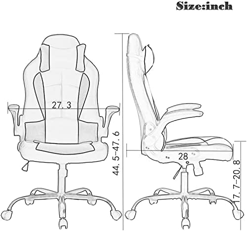 Gaming Chair Computer Desk Home Office Chairs Ergonomic PC E-Sport Video Game Chair with Lumbar Support and High Back PU Leather Recliner Chair for Gamer Student (Blue)