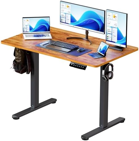 BIZUM 40x24 Inch Electric Standing Desk with Memory Presets, Quiet Motor Height Adjustable Stand Up Desk for Home Office & Gaming, Ergonomic Sit Stand Workstation，Light Rustic Brown