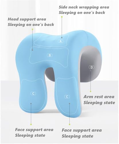 chislim Neck Support for Office Chair,Memory Foam Desk Pillow for Napping,Washable Cover,Fits Most Office Chair (Blue)
