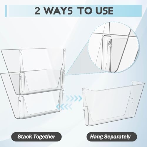 MINDEPOT 6 Pockets Acrylic Wall File Organizer Clear File Holder for Office
