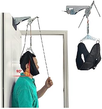 Neck Stretcher Cervical Traction Device for Pain Relief – Over The Door Neck Hammock for Home Use, Spine Decompression Harness Sling, Hanging Stretcher with Cervical Stabilizer & Tension Relief