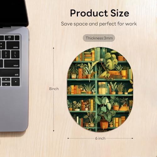 Oval Mouse Pad 6x8in Non-Slip for Laptop,Bookshelf