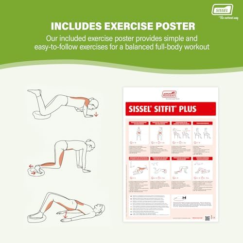 SISSEL SITFIT 14in Black | Active Sitting & Training | Strengthens Back & Pelvic Floor Muscles | Versatile Use: Legs & Veins | Adjustable Pressure | Includes Exercise Poster