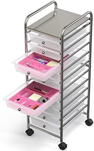 Simple Houseware Drawer Organizer Tray, 9 Adjustable Compartments, Pink