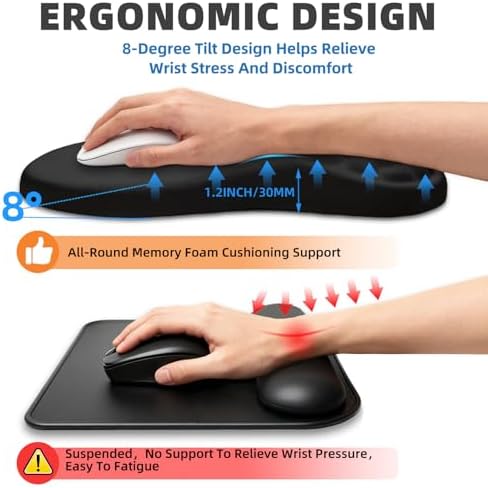 Ergonomic Mouse Pad with Wrist Rest, Memory Foam Wrist Support,Massage Bump