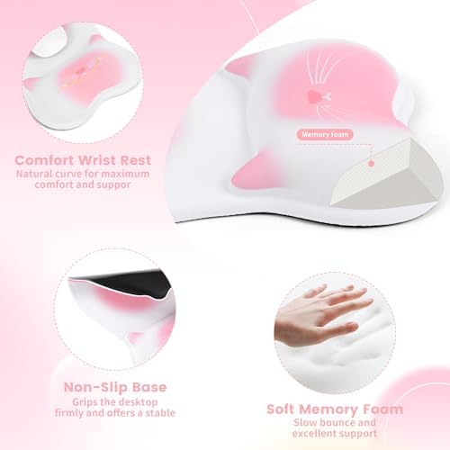 Ergonomic Mouse Pad with Wrist Rest,Cute Memory Foam Mousepad Wrist Support