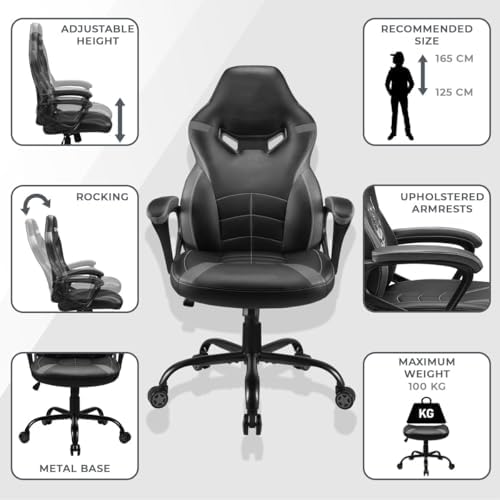SUBSONIC Dragon Ball Z - Hogwart Gaming Chair - Office Chair for Junior Gamers - Black and Gold - Official License