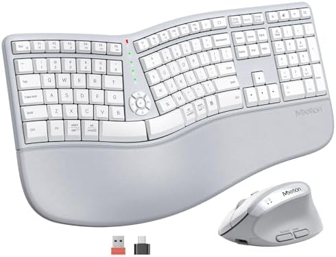 MEETION Ergonomic Keyboard Mouse Combo, Split Design, Vertical Mouse, Gray