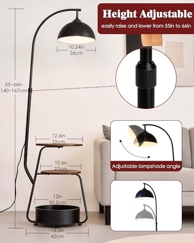 Smart Floor Lamp with Side Table, Dimmable, for Living Room