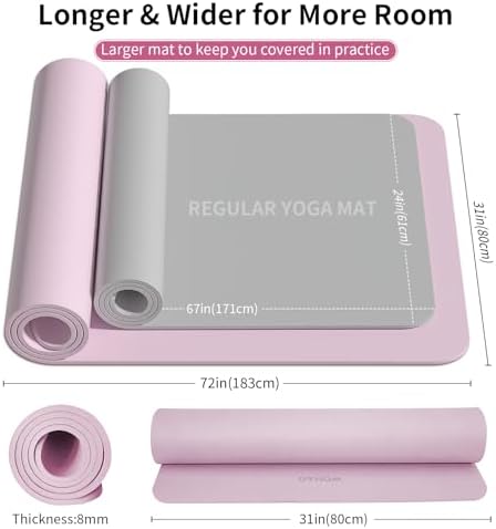 Extra Wide & Thick 8mm Yoga Mat, 72"x31.5"