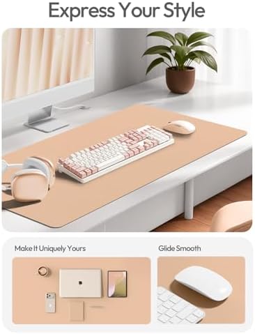 YSAGi Leather Desk Pad Protector, Office Desk Mat, Large Mouse Pad, Non-Slip PU Leather Desk Blotter, Laptop Desk Pad, Waterproof Desk Writing Pad for Office and Home (Latte,55" x 24")