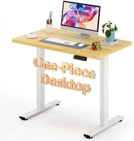 SANODESK One-Piece Electric Height Adjustable Standing Desk 40''x 24''