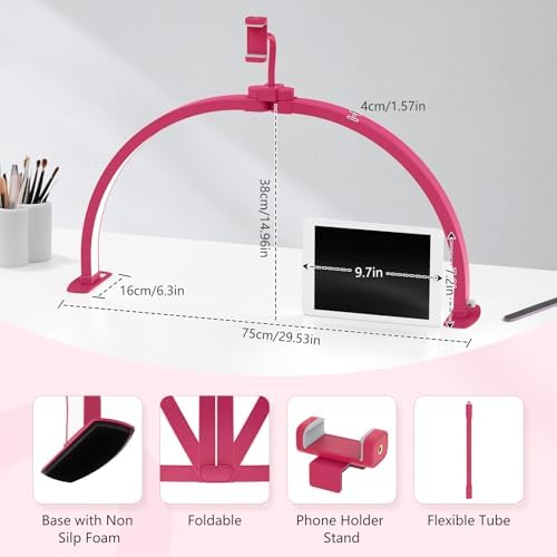Yokilly Half Moon Light for Nail Desk: 29" Foldable Nail Light for Desk